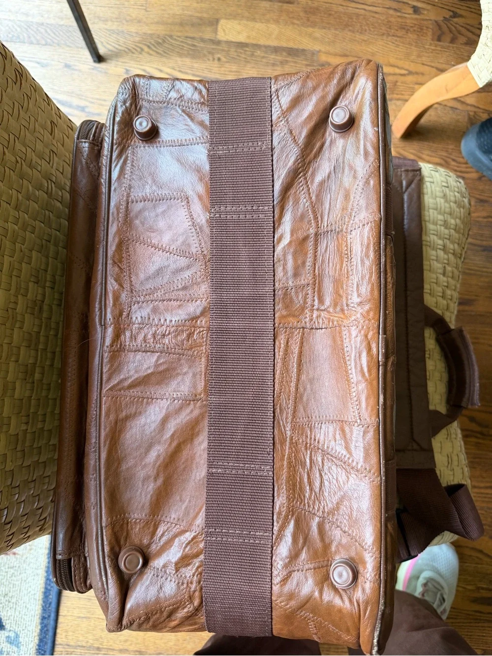 Coaster Brown Large Leather camera Bag Duffle Bag